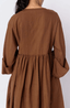 World of Crow Gathered Midi Dress Cocoa Brown