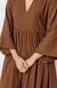 World of Crow Gathered Midi Dress Cocoa Brown